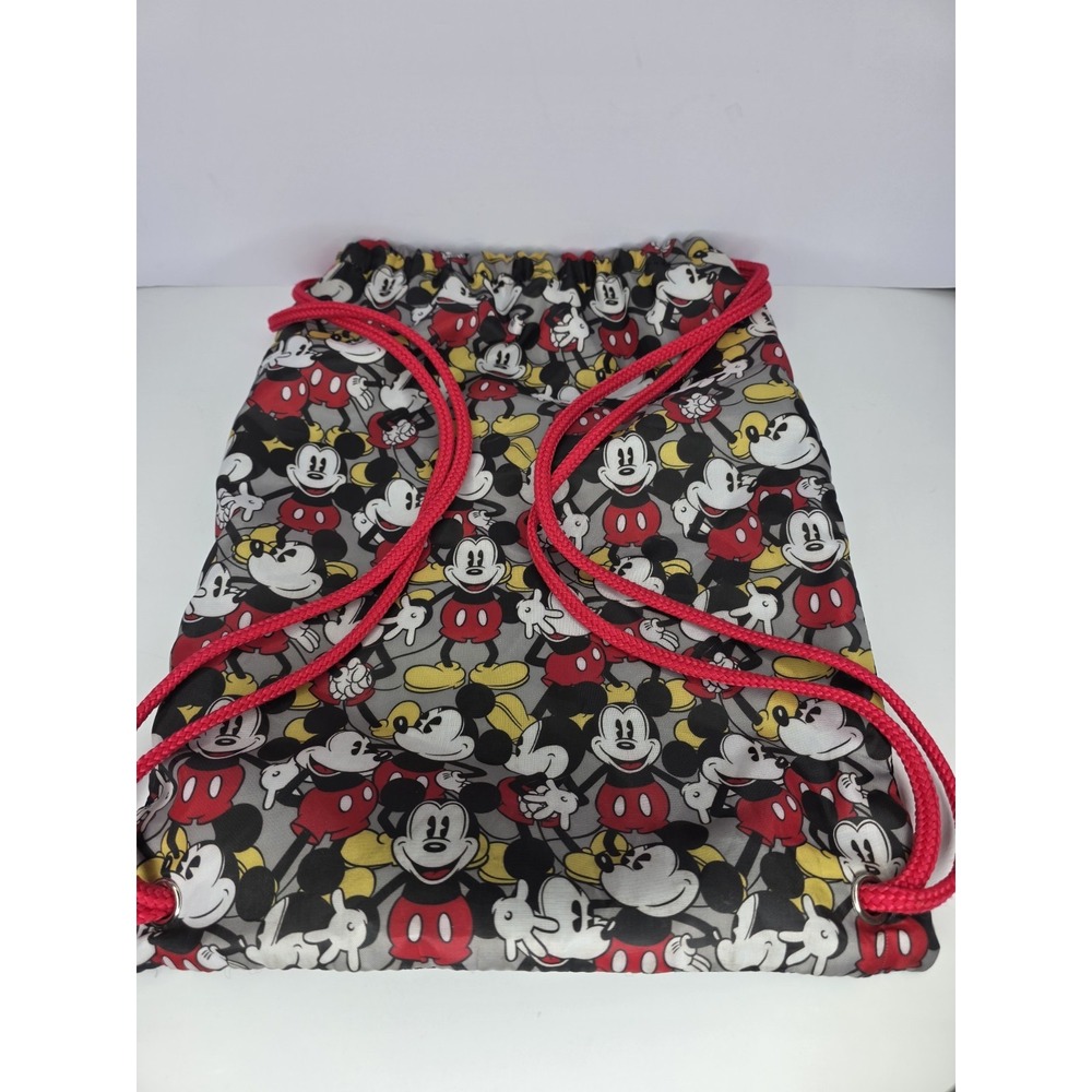 Disney Mickey Mouse Red Black Drawstring Backpack Sling & Pouch Tote School Bag